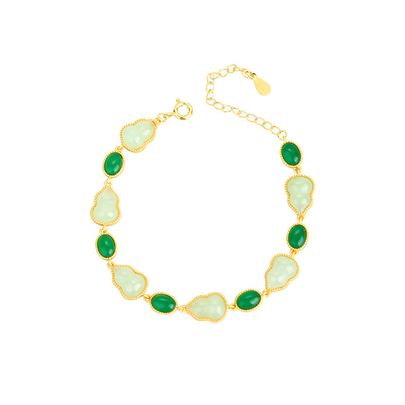 Imitation Jade Fulu Gourd Bracelet Electroplated Gold Color Niche Ins Sense Bracelet for Friends