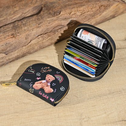 Genuine leather women's card holder, first layer cowhide embossed coin purse, vintage style, new color printing