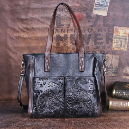 Cowhide Crossbody Bag: Vegetable Tanned, Embossed & Hand-polished