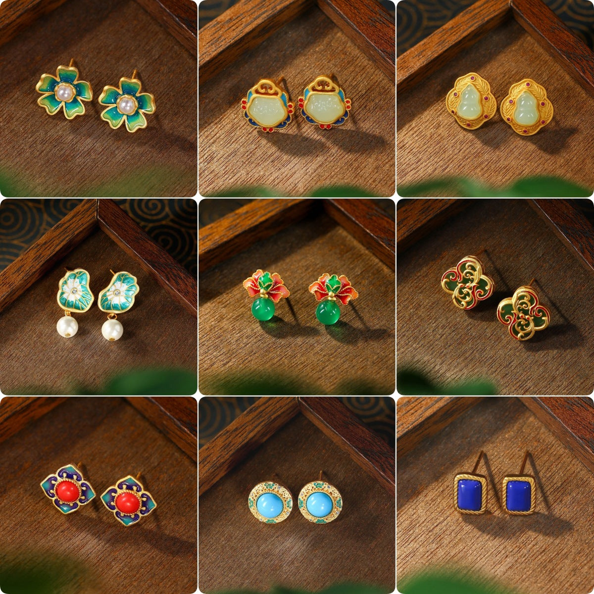 Enamel Cloisonne Niche Design Ins Light Luxury Silver Needle Earrings for Women