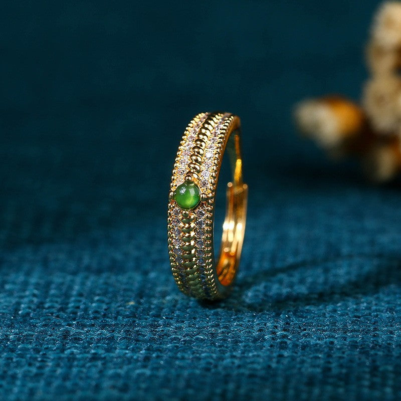Red Riding Book Emerald Egg Face Women's Ring with Luxury Design
