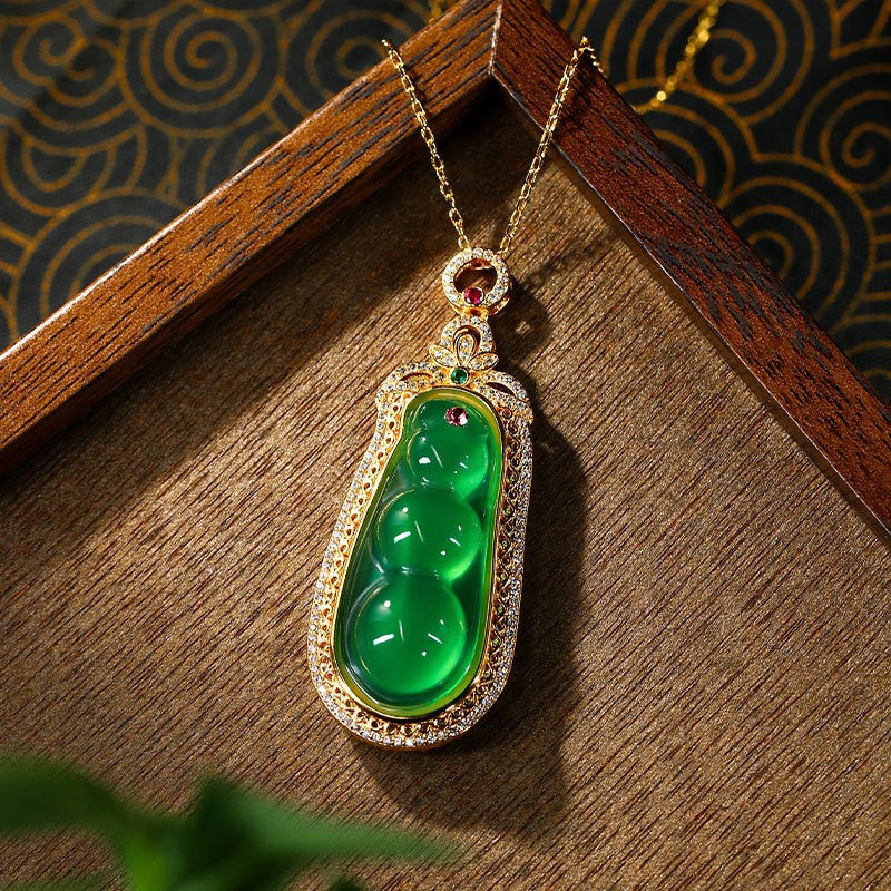 Real Gold Plated, Micro-inlaid Colored Diamond Imitation Hetian Jade Pendant Necklace for Men and Women