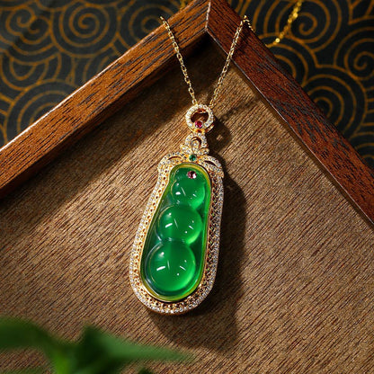 Real Gold Plated, Micro-inlaid Colored Diamond Imitation Hetian Jade Pendant Necklace for Men and Women