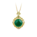 Vintage Gold Plated Imitation Hetian Jade Pendant Necklace for Men and Women
