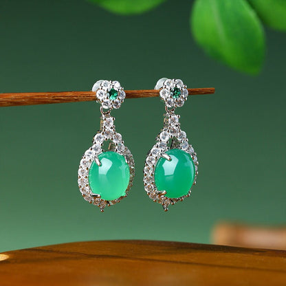 Enamel Gradient Imitation Jade Niche Earrings for Women in Summer