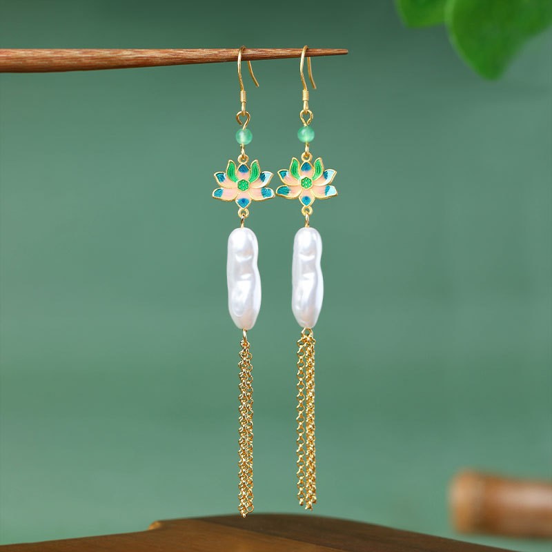 Enamel Gradient Imitation Jade Niche Earrings for Women in Summer