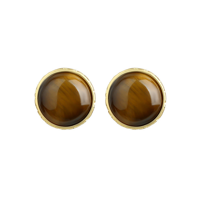 925 Silver Tiger's Eye Earrings for Women, Distinctive and All-match