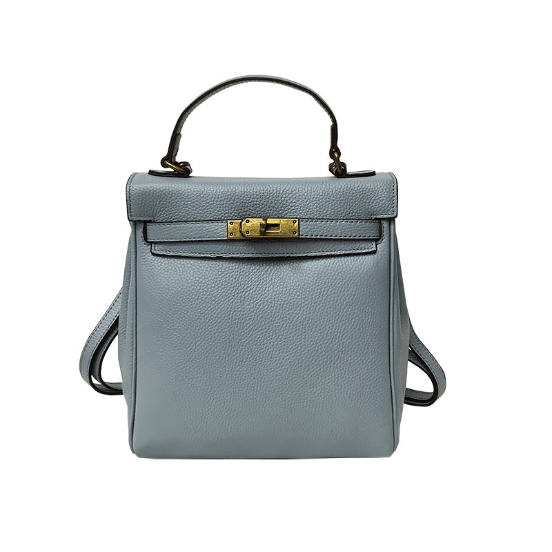 Ladies Leather Backpack - Multi-purpose, Fashion Casual, Litchi Grain Top Layer