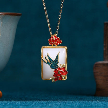 Enamel Imitation Jade Necklace for Women in Summer