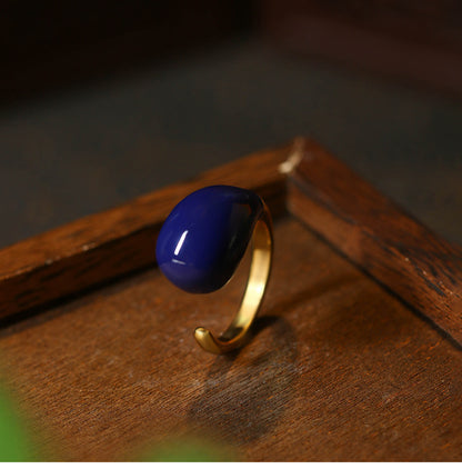 Enamel Glaze Drop-Shaped Open Ring for Women - European and American Style