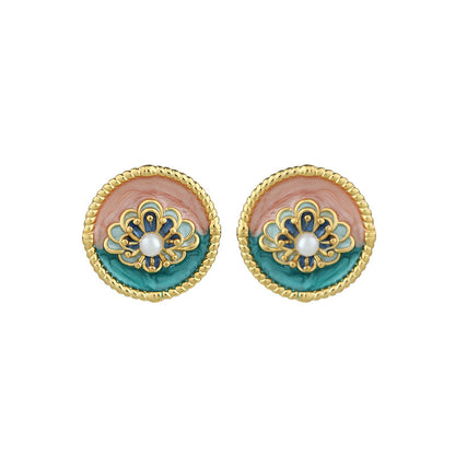 Monet Oil Painting Series 925 Silver Pearl Flower Earrings for Women