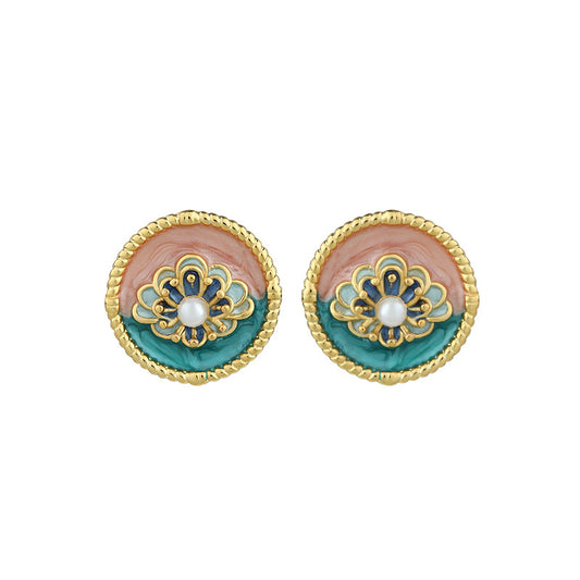 Monet Oil Painting Series 925 Silver Pearl Flower Earrings for Women