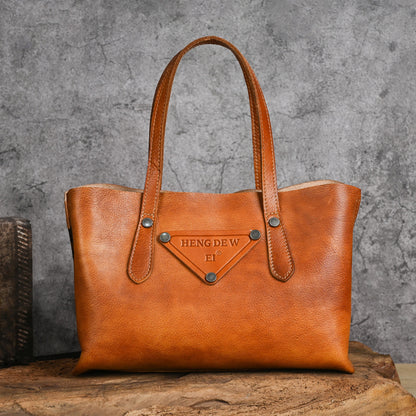 Leather Women's Crossbody Handheld Bag, Retro Lazy Style, Multifunctional