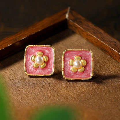 Monet Garden French Retro Pearl Earrings for Women, Niche, Sweet & Cute, Elegant