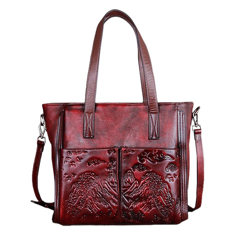 Cowhide Crossbody Bag: Vegetable Tanned, Embossed & Hand-polished