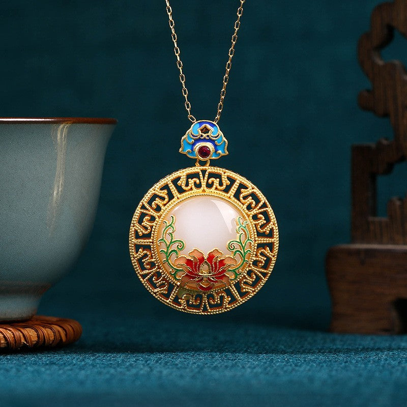 Enamel Imitation Jade Necklace for Women in Summer