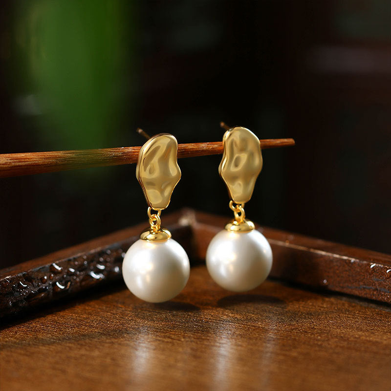 Women's Pearl Irregular Geometric Earrings