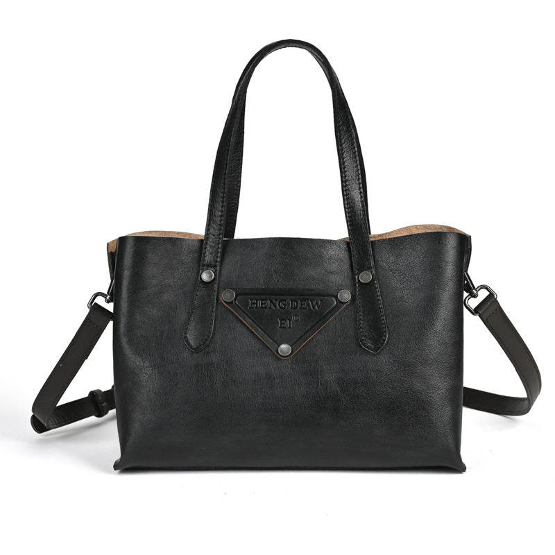 Leather Women's Crossbody Handheld Bag, Retro Lazy Style, Multifunctional