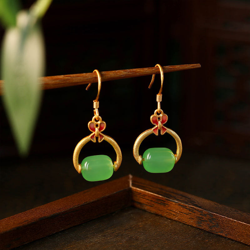 Rotating 925 Silver Needle Plated Passepartout Transfer Beads Enamel Antique Earrings