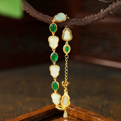 Imitation Jade Fulu Gourd Bracelet Electroplated Gold Color Niche Ins Sense Bracelet for Friends