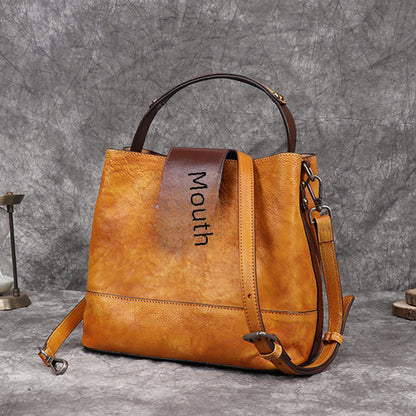 Retro Women's Genuine Leather Crossbody Shoulder Tote