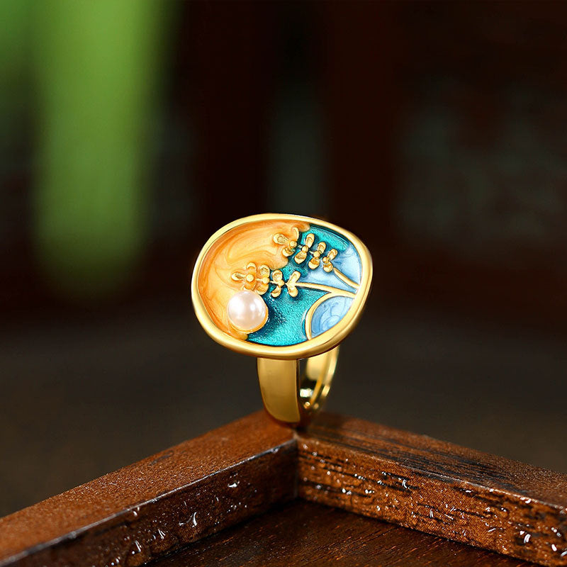 French Antique Oil Painting Style Wheat Ring for Women