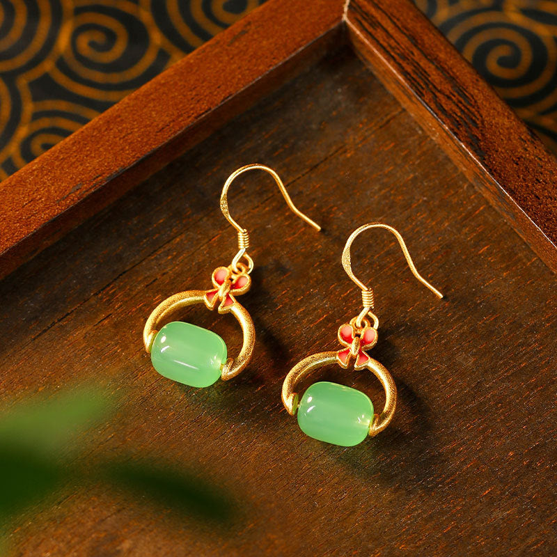 Rotating 925 Silver Needle Plated Passepartout Transfer Beads Enamel Antique Earrings
