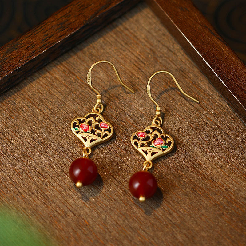 TikTok Live Accessories Natural Chalcedony Beads Lotus Earrings