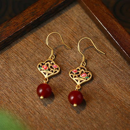 TikTok Live Accessories Natural Chalcedony Beads Lotus Earrings