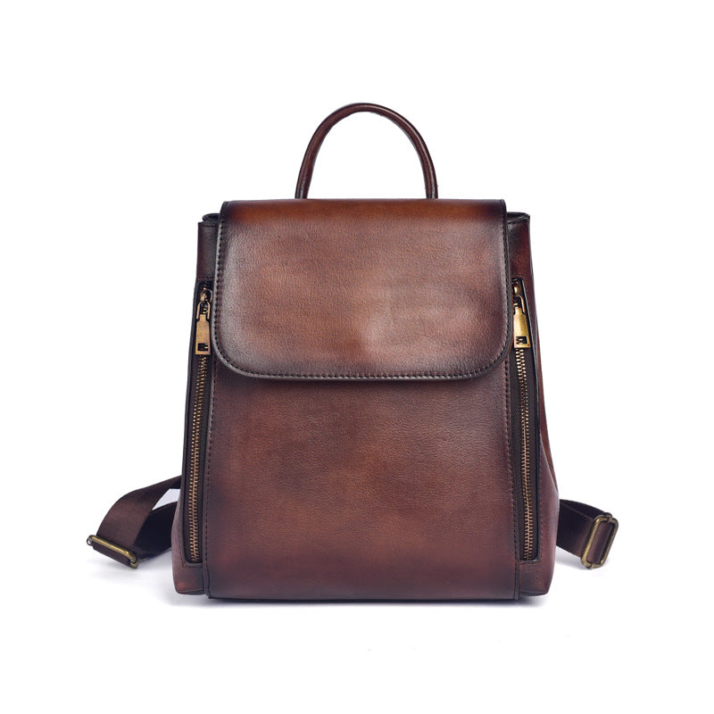 Cowhide Vintage Embossed Multi-Purpose Vegetable Tanned Leather Crossbody Bag