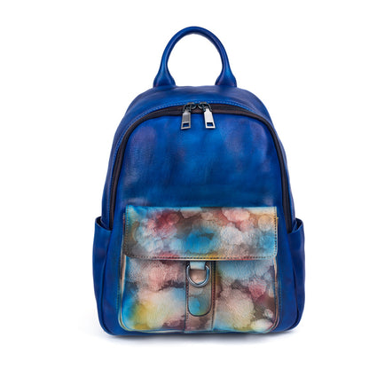 First Layer Cowhide Vegetable Tanned Leather Backpack for Women - Multi-Purpose, Retro Brushed Design