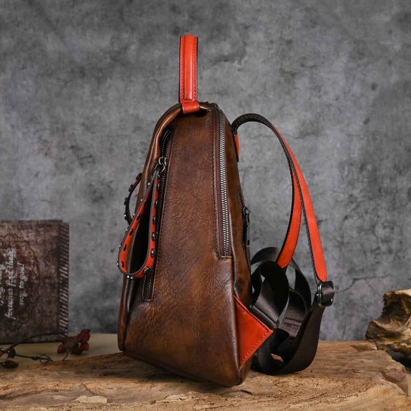 Wholesale First Layer Cowhide Backpack - Multi-purpose, Retro Printed, Vegetable Tanned Leather 2025