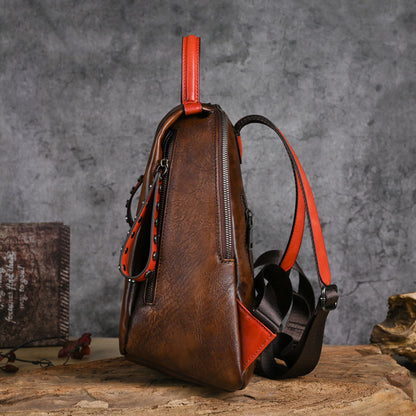 Wholesale First Layer Cowhide Backpack - Multi-purpose, Retro Printed, Vegetable Tanned Leather 2025