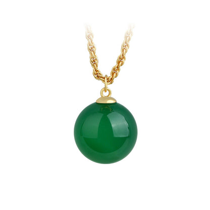 Natural Green Chalcedony Passepartout Transfer Beads Clavicle Chain