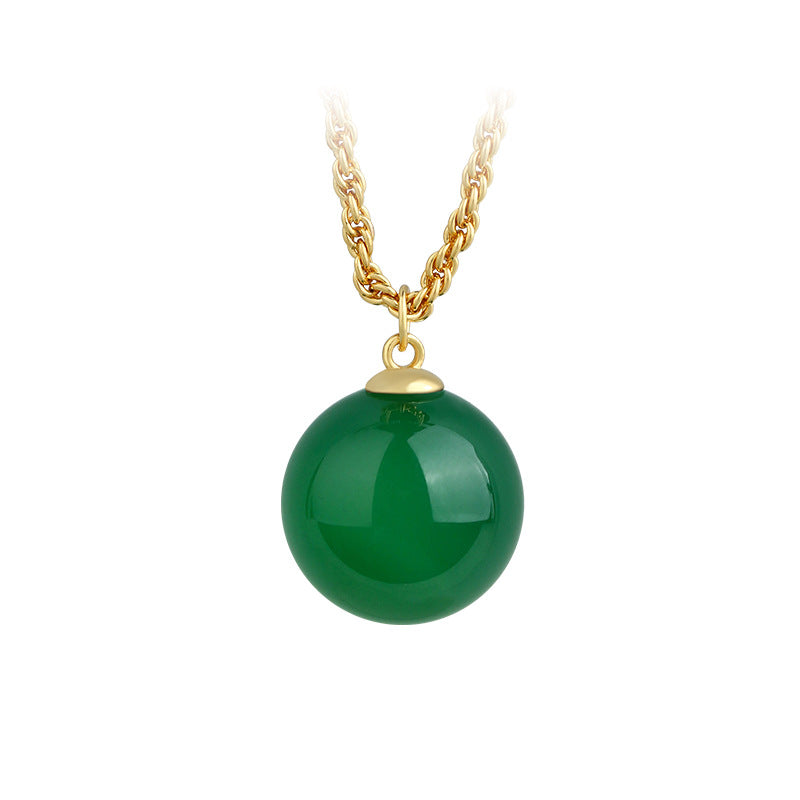 Natural Green Chalcedony Passepartout Transfer Beads Clavicle Chain