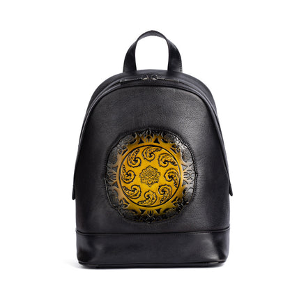 New First Layer Cowhide Multi-purpose Embossed Women's Bag, Vegetable Tanned Leather