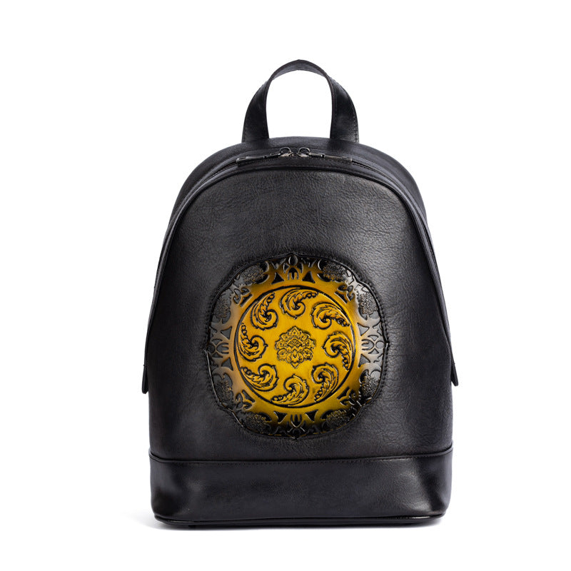 New First Layer Cowhide Multi-purpose Embossed Women's Bag, Vegetable Tanned Leather