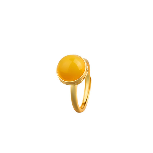 Ellison National Tide Gold-plated Imitation Beeswax Opening Women's Lucky Cloud Pattern Hollow Ring