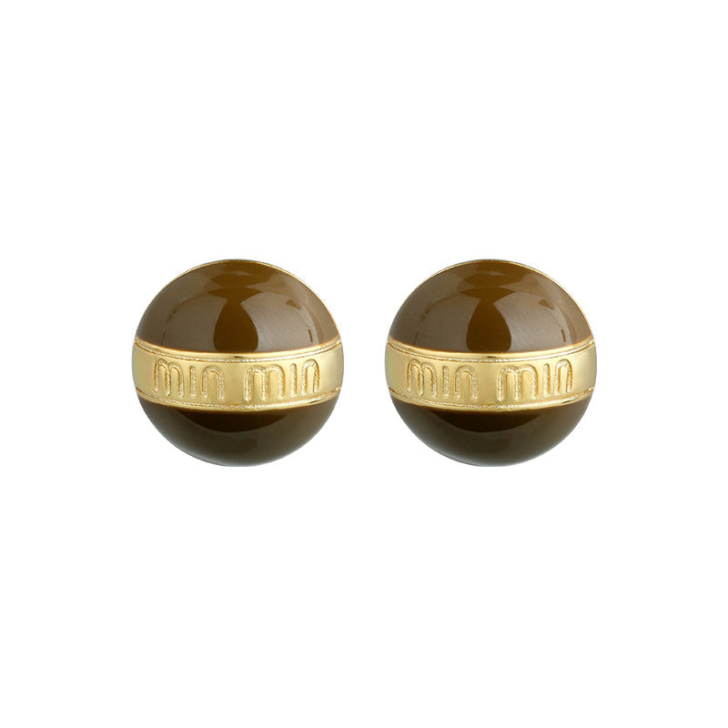 Maillard Retro Brown Oil Drop Women's French High-End Earrings 2025