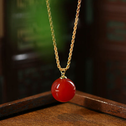 Natural Red Agate Chalcedony Bead Necklace for Women