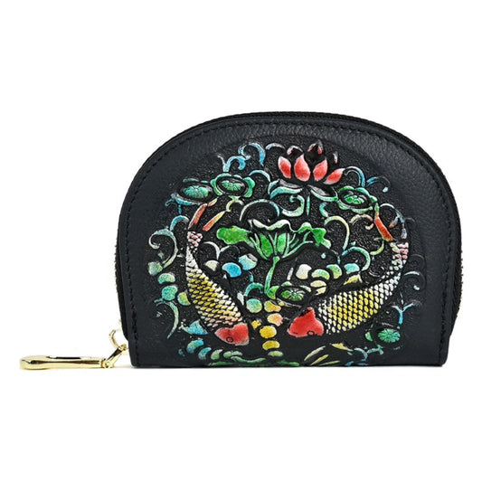 Vintage Clutch Wallet - Women's Genuine Leather First Layer Cowhide Embossed Coin Purse