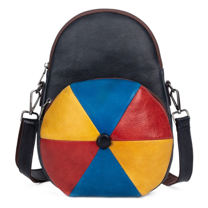 Retro Cowhide Large Capacity Backpack, Hat-Shaped and Fashion All-Match