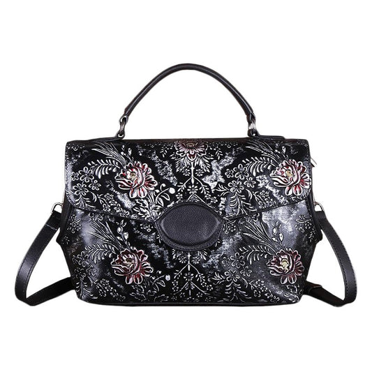 Women's Retro Embossed Leather Handheld Crossbody Bag