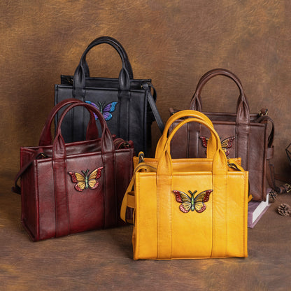 Top layer cowhide multi-purpose retro embossed hand-brushed vegetable tanned leather shoulder bag