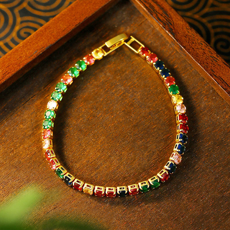 Dopamine Color ns Style Vintage Flash Diamond Zircon Bracelet for Women