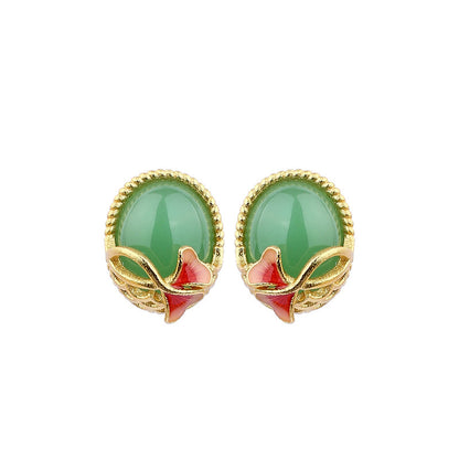 925 Silver Needle Apricot Leaf Earrings for Women - Ins Niche Design, High - end