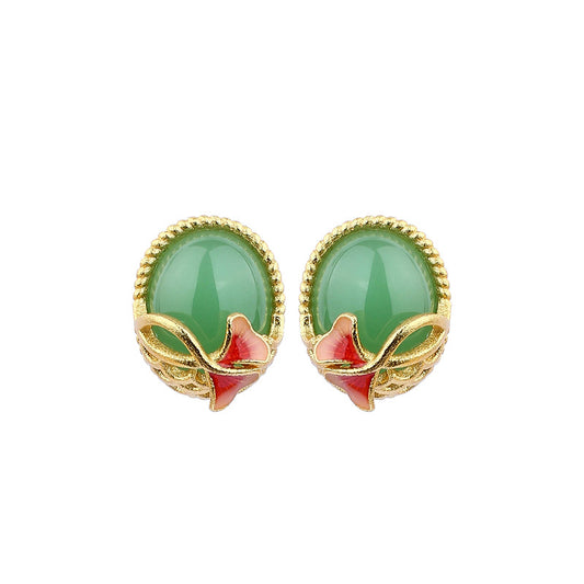 925 Silver Needle Apricot Leaf Earrings for Women - Ins Niche Design, High - end