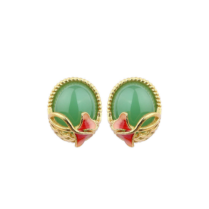 925 Silver Needle Apricot Leaf Earrings for Women - Ins Niche Design, High - end