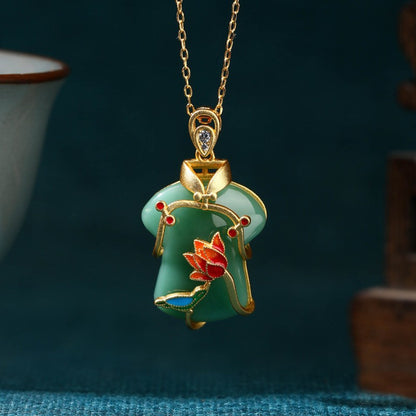 Enamel Imitation Jade Necklace for Women in Summer