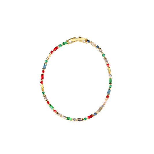 South Korea Colorful Zircon Bracelet Retro Trendy Ins Style Jewelry